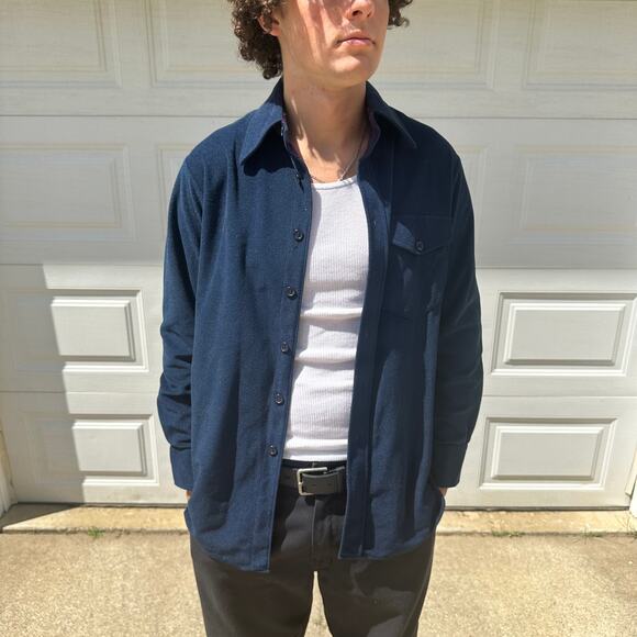 Vintage 70s Lee Velour Pointed Collar Button Up Shirt Size M - Picture 1 of 6